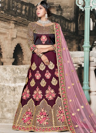 Buy Wine Lehenga And Blouse Georgette Floral Embroidered Bridal Set For  Women by Vvani by Vani Vats Online at Aza Fashions.