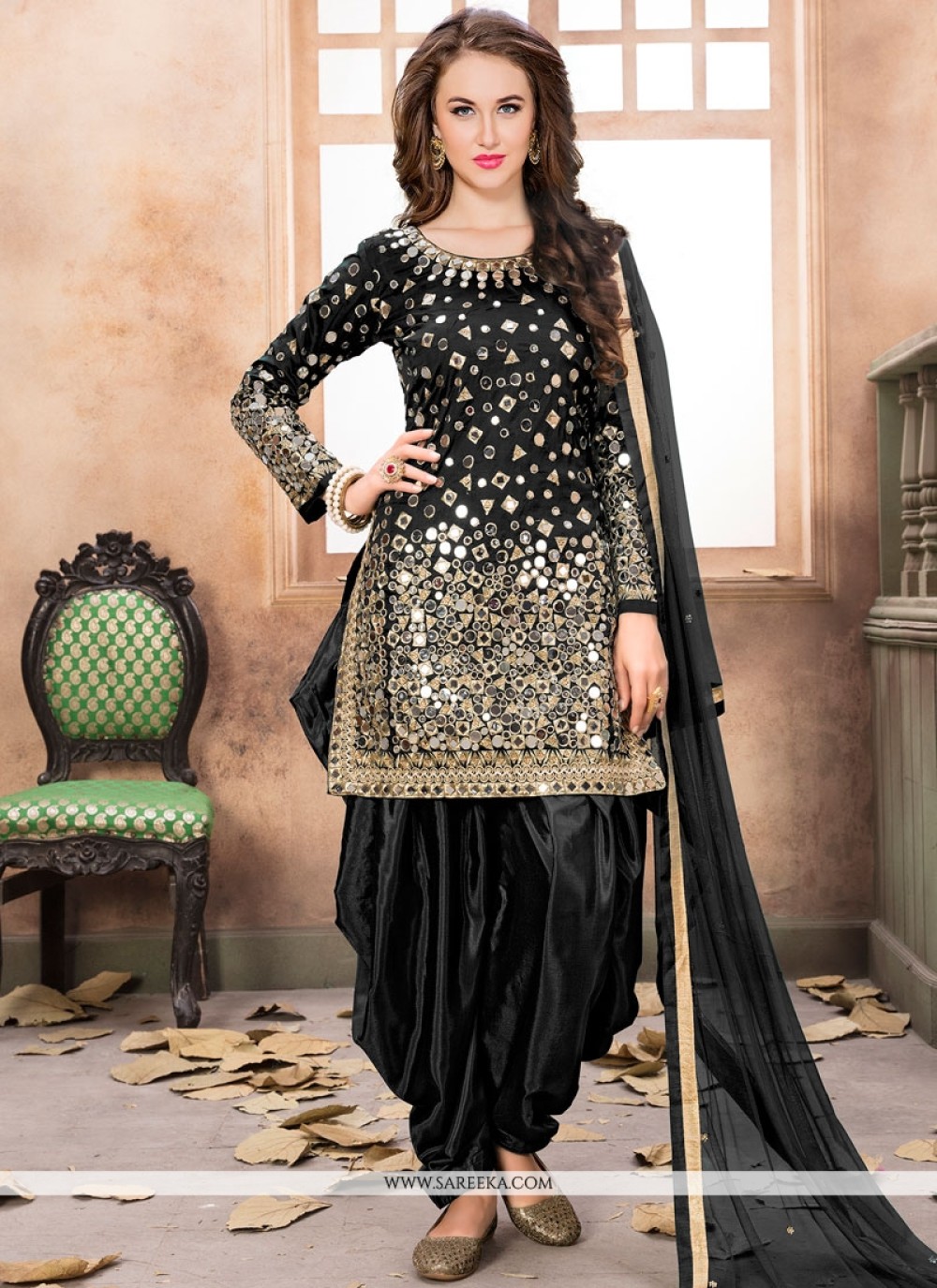 Black punjabi shop suits for ladies