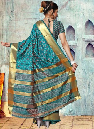 Teal Weaving Work Art Silk Designer Traditional Saree