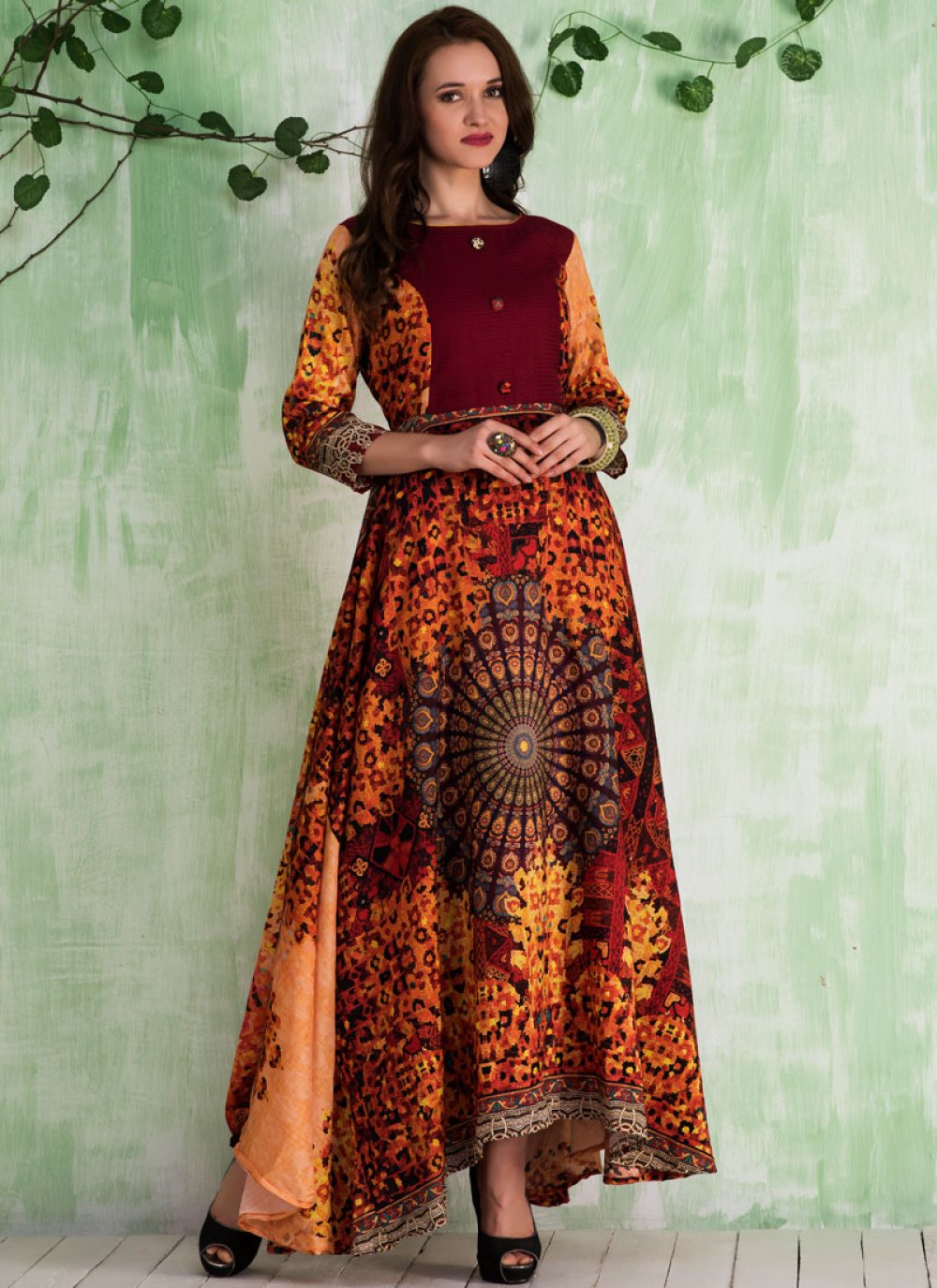 Tussar silk sale gown