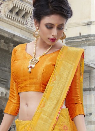 Weaving Fancy Fabric Classic Designer Saree in Yellow