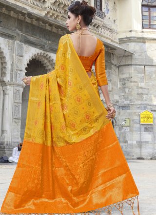 Weaving Fancy Fabric Classic Designer Saree in Yellow