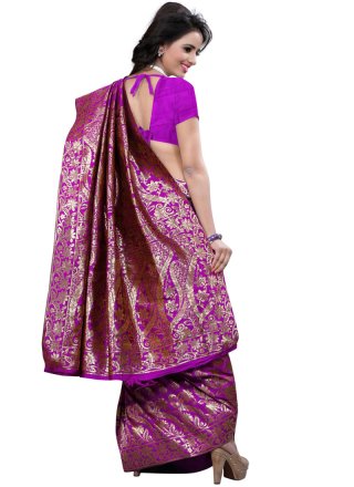 Weaving Work Purple Traditional Designer Saree