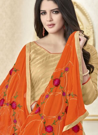 Woven Banarasi Silk Beige Churidar Salwar Suit
