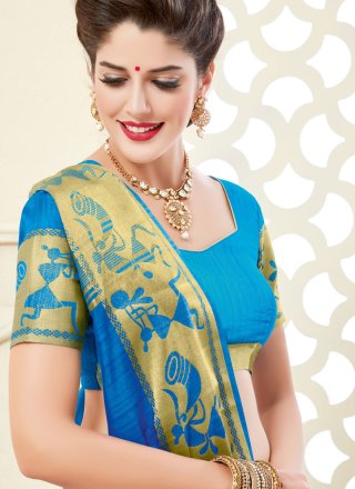woven Work Blue Traditional Designer Saree