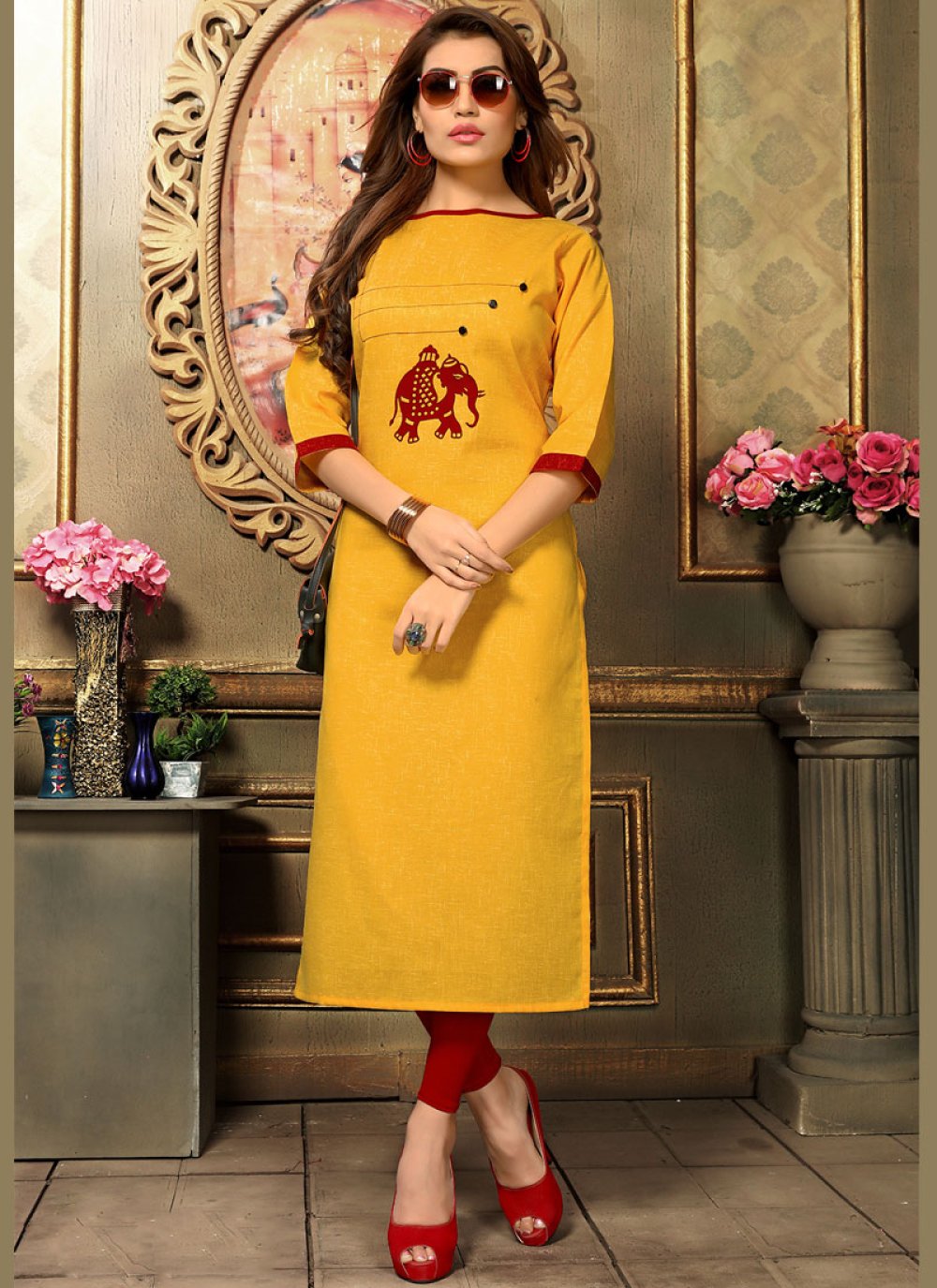 Buy Online Yellow Cotton Straight Kurta for Women  Girls at Best Prices in  Biba IndiaCOUNTRY15615
