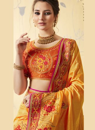 Yellow Embroidered Designer Traditional Saree