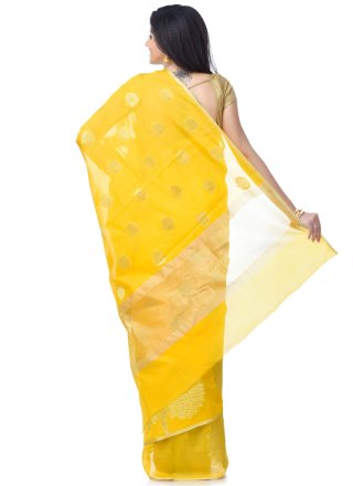 Yellow Zari Classic Designer Saree