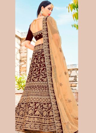 Zari Work Velvet Lehenga Choli