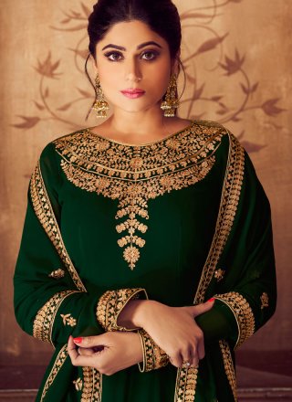 Anarkali Suit Embroidered Georgette in Green