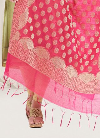 Art Banarasi Silk Woven Pink Designer Dupatta