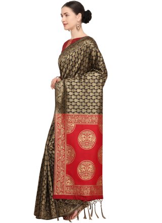 Art Silk Black Designer Traditional Saree