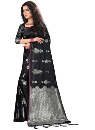 Art Silk Black Traditional Saree