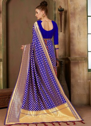 Art Silk Blue and Red Weaving Designer Traditional Saree