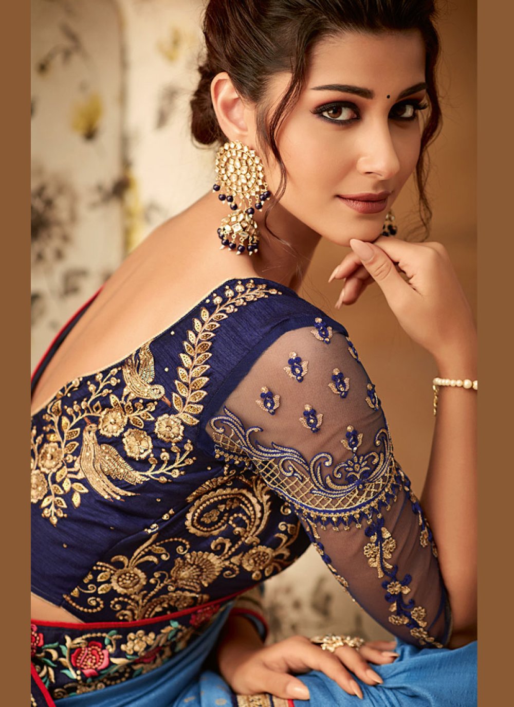 Buy Art Silk Blue Designer Saree Online