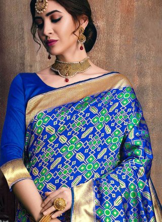 Art Silk Blue Traditional Designer Saree