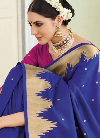 Art Silk Blue Weaving Traditional Designer Saree