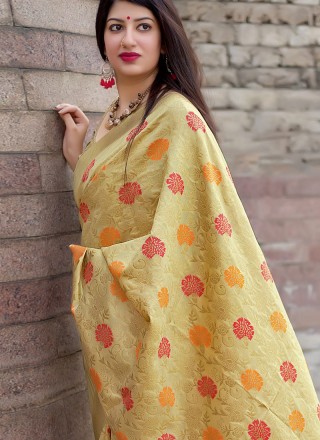 Art Silk Cream Traditional Designer Saree