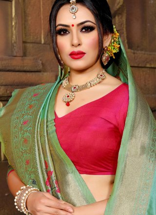 Art Silk Green Traditional Designer Saree