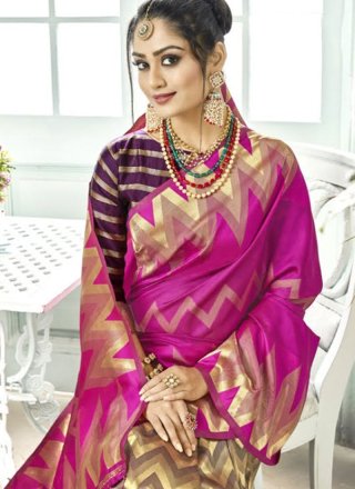 Art Silk Hot Pink Designer Traditional Saree