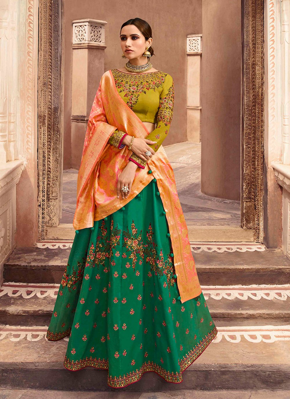 Green choli blouse Clearance
