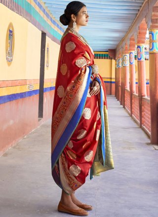Art Silk Maroon Weaving Traditional Saree