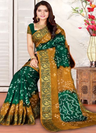 Art Silk Multi Colour Bandhej Casual Saree