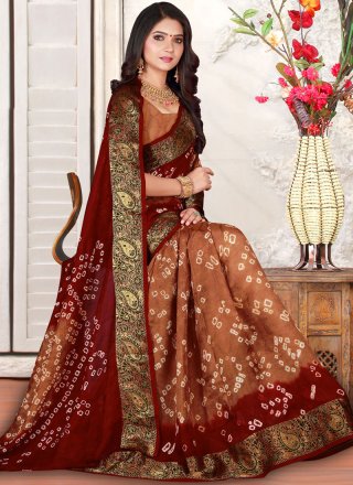 Art Silk Multi Colour Bandhej Casual Saree