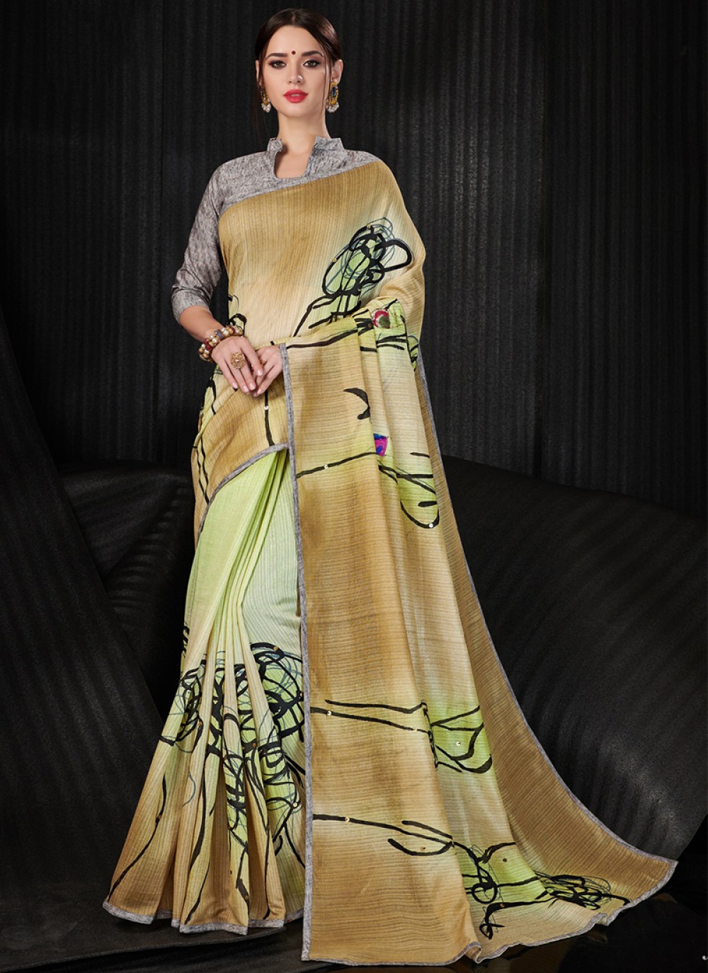 Art Silk Multi Colour Printed Saree
