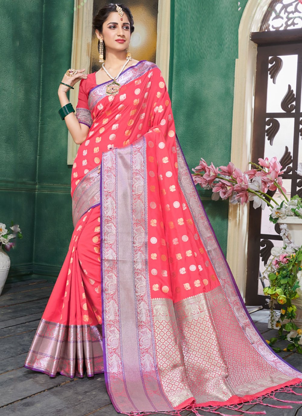 Art Silk Pink Traditional Designer Saree