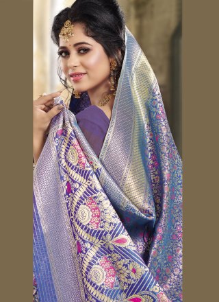 Art Silk Purple Weaving Traditional Designer Saree