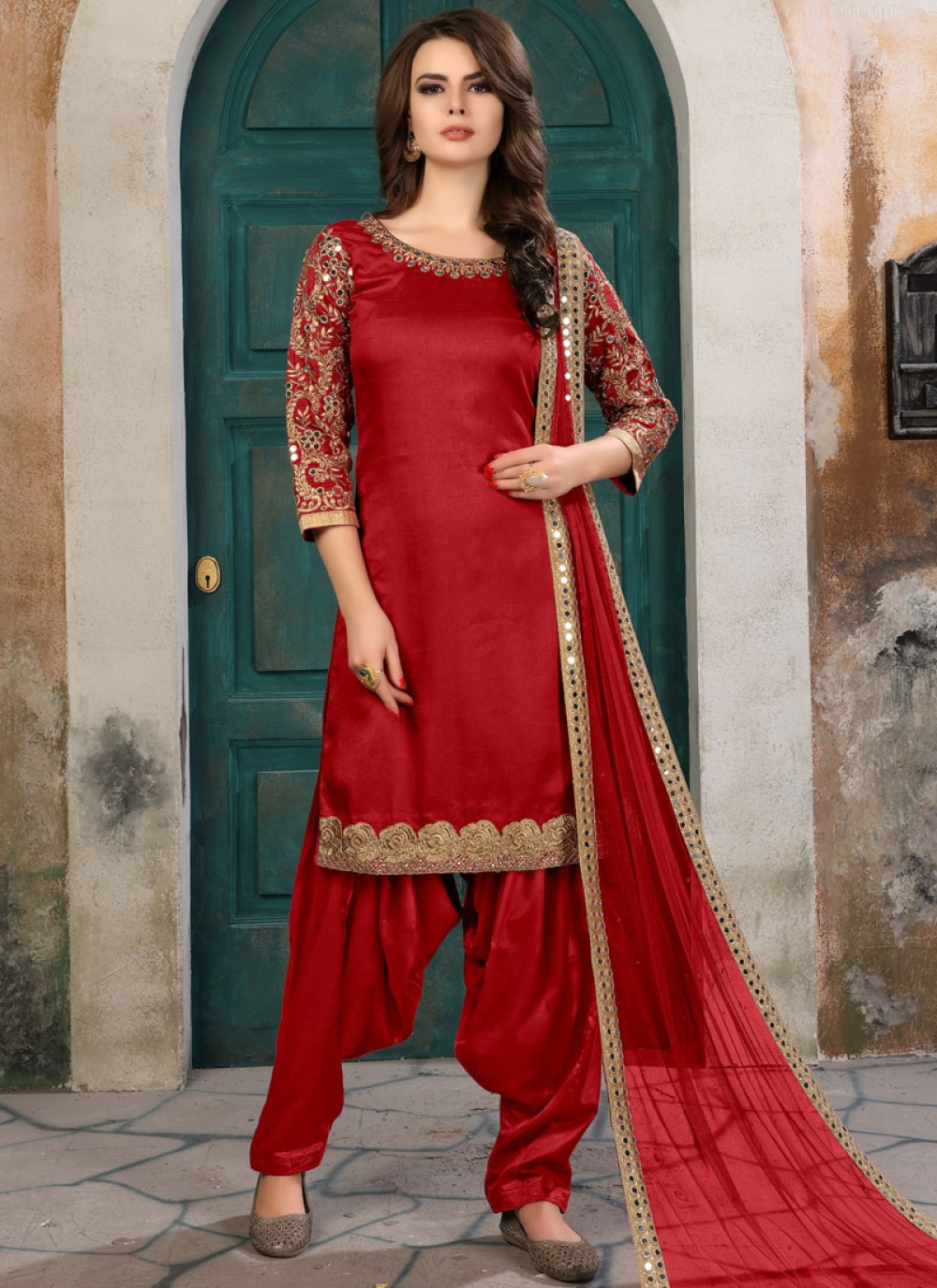 red salwar suit for women