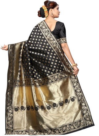 Art Silk Weaving Black Traditional Saree