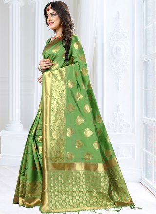 Art Silk Weaving Green Traditional Designer Saree