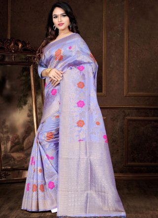 Art Silk Weaving Lavender Designer Traditional Saree