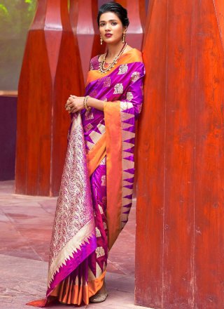 Art Silk Weaving Purple Designer Traditional Saree