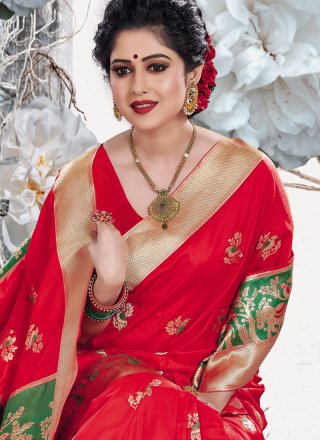 Art Silk Weaving Red Designer Traditional Saree