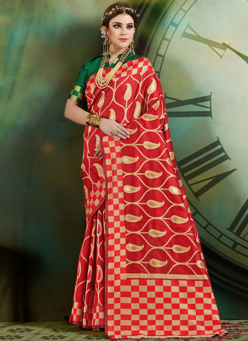 Art Silk Weaving Red Traditional Designer Saree