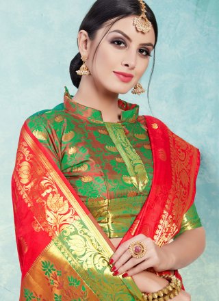 Art Silk Weaving Traditional Designer Saree in Red