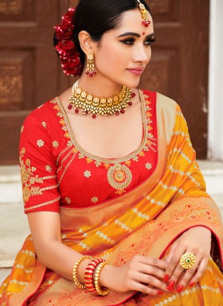 Art Silk Weaving Traditional Designer Saree in Yellow