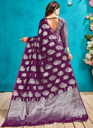 Art Silk Woven Purple Designer Traditional Saree