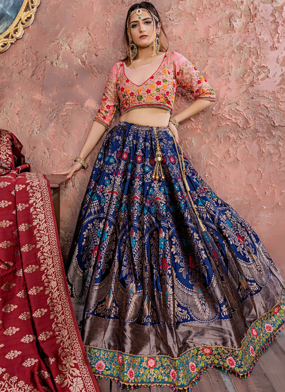 Banarasi Silk Blue Dori Work Designer Lehenga Choli
