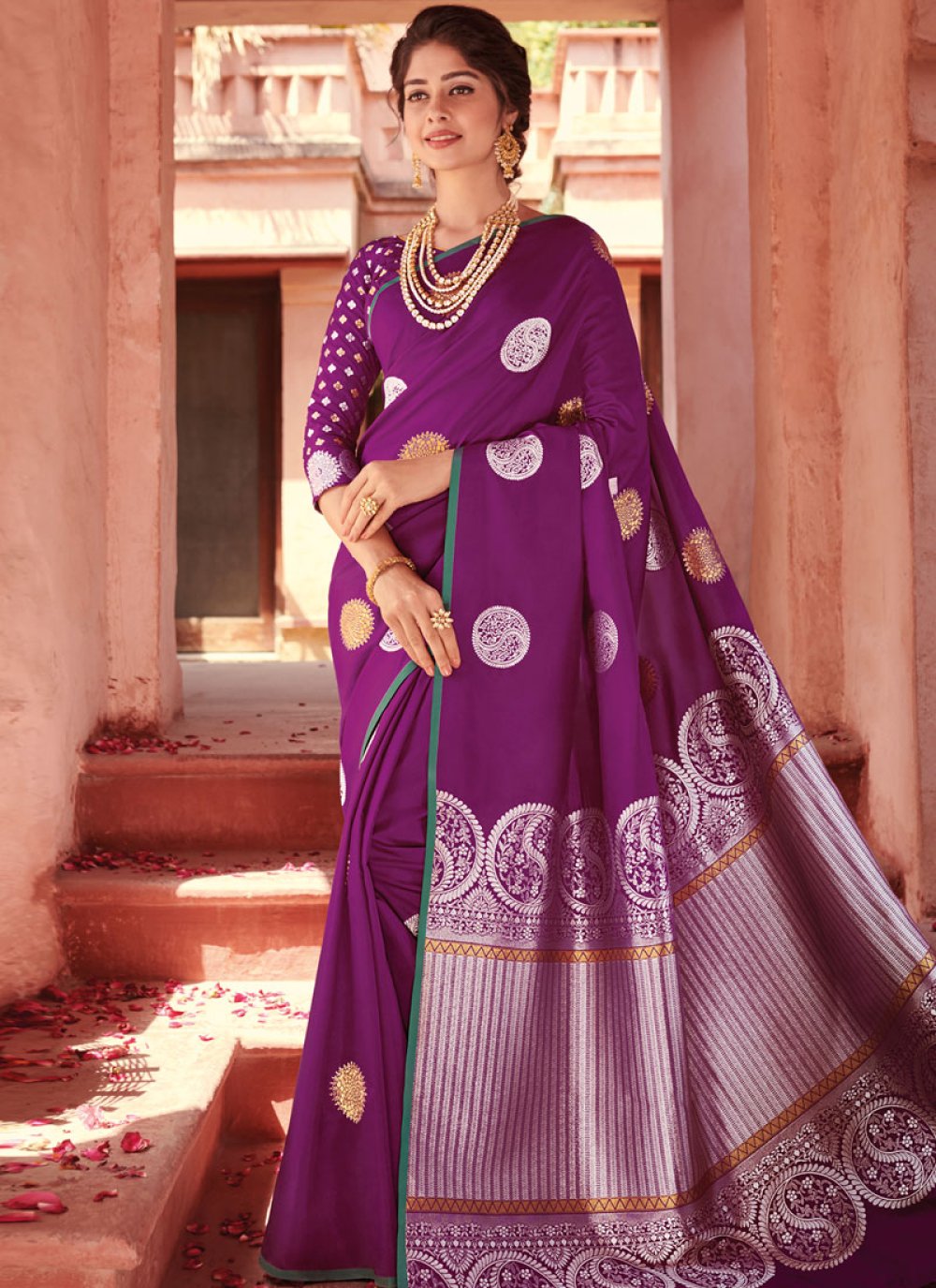 Banarasi Silk Purple Designer Saree