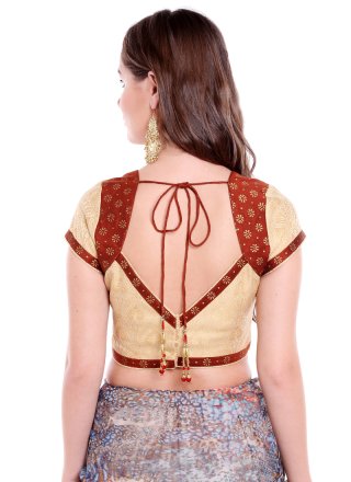 Beige Art Banarasi Silk Designer Blouse