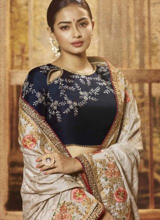 Beige Art Silk Traditional Designer Saree