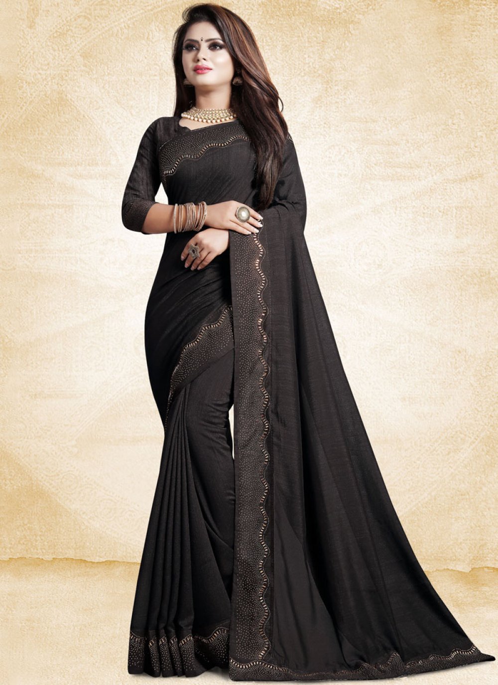 Black Art Silk Designer Traditional Saree