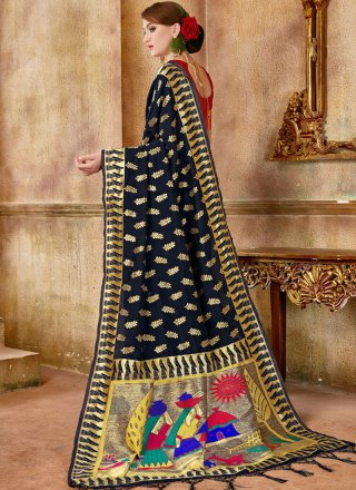 Black Art Silk Weaving Traditional Saree