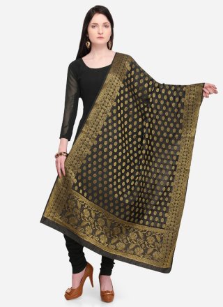 Black Ceremonial Banarasi Silk Designer Dupatta