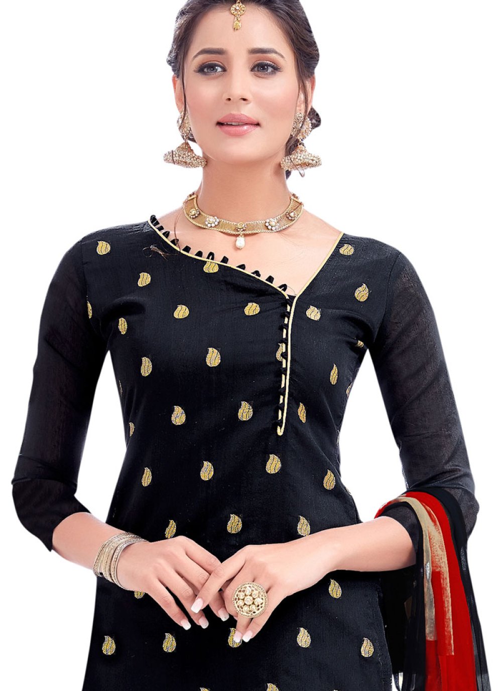 Buy Black Churidar Suit Online : 104297