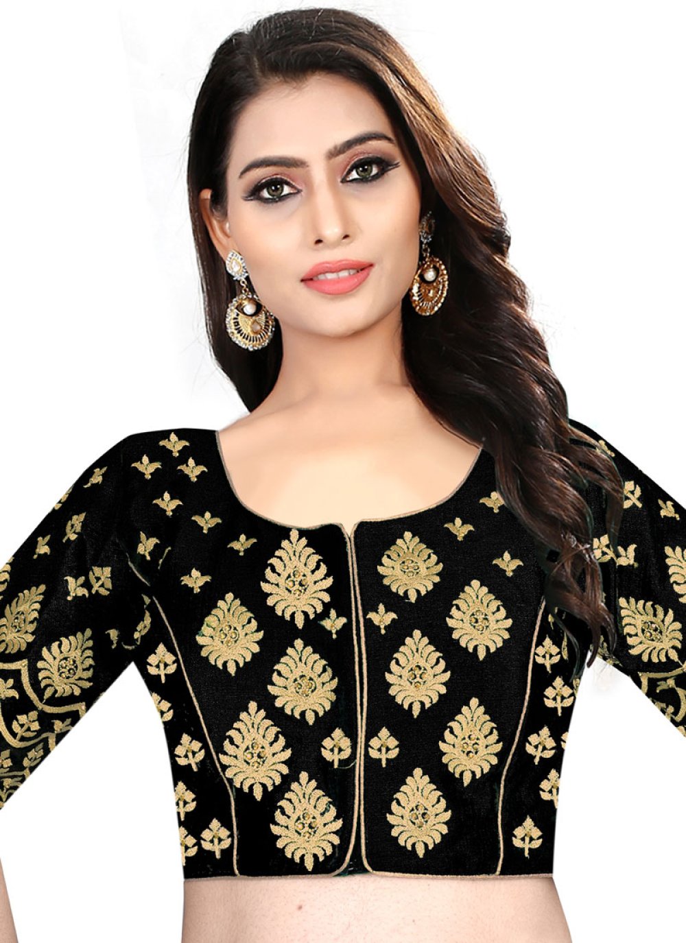 Black Color Designer Blouse With Embroidery Work -